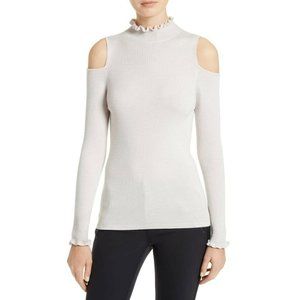 Rebecca Taylor Blush Cold Shoulder Ruffle Sweater